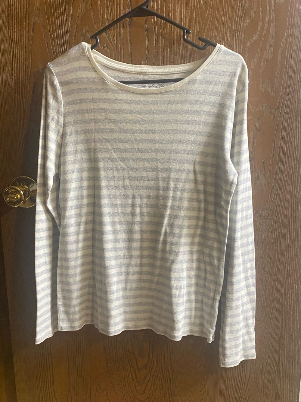 Sonoma Light Gray & White Striped Long Sleeve Tee